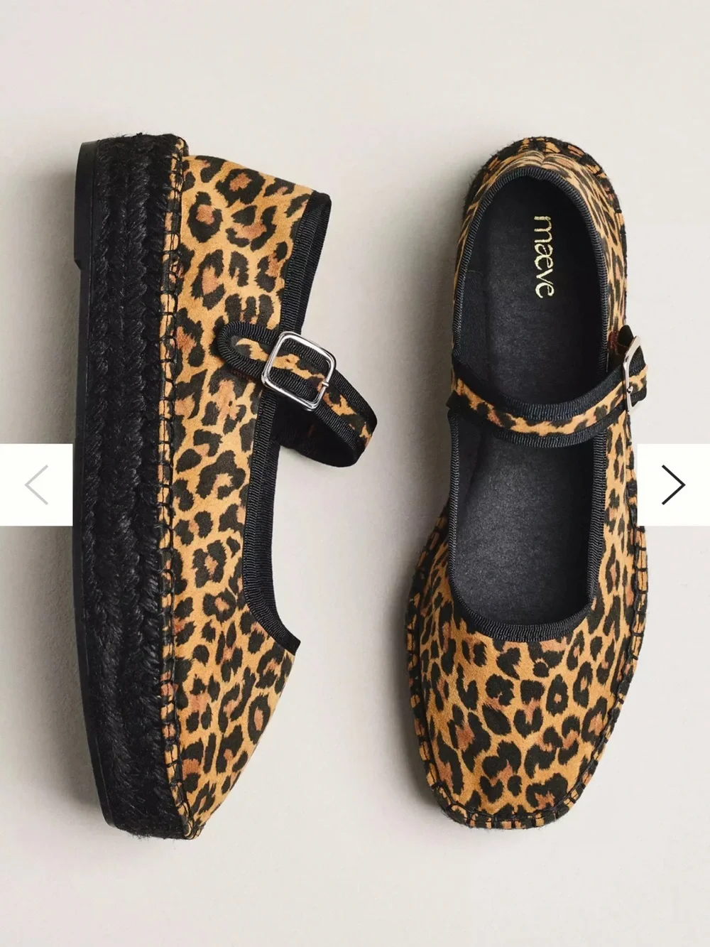 Maeve Leopard Print Mary-Jane Espadrilles in Tan and Black